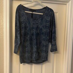 White House Black Market Blue Relaxed 3/4 Sleeve Tunic